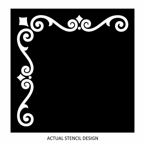 Diamond Swirl Corner Stencil - Craft Airbrush Painting Wall Mylar Reusable - Picture 2 of 3