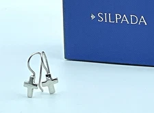 Silpada .925 Sterling Silver Tiny Cross Drop Hook Wire Earrings, W0330