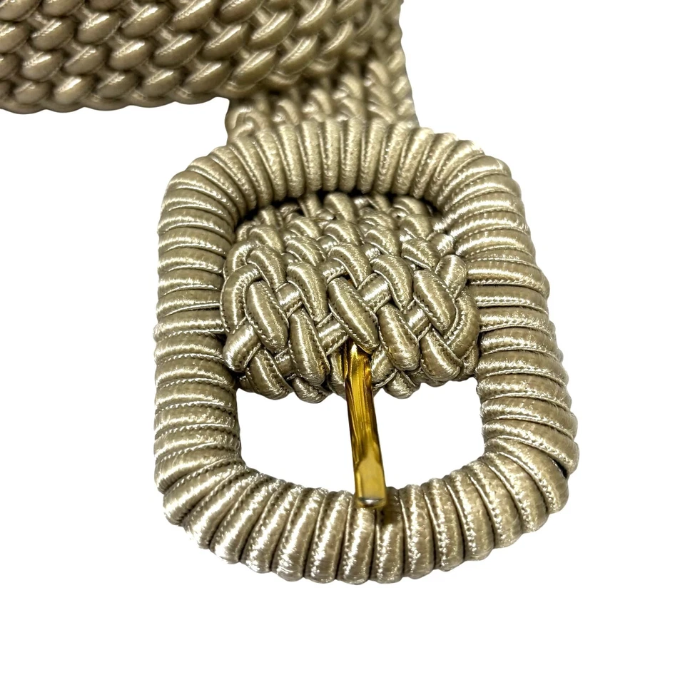 Liz Claiborne 编织米色和奶油色缎面合成编织腰带尺寸 M — 第 2/4 张图片