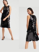 NEW CHICO?S midi dress sleeveless big sequins back zipper black medium/10 W/Tags