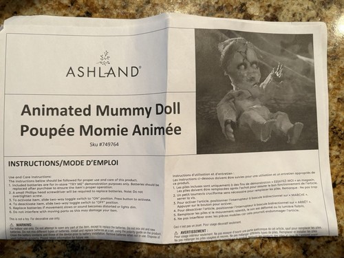 Halloween Mummy Animated Baby Scary Voice And Light Up Eyes Creepy Fun NIB - Picture 9 of 11