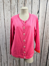 Boden 14 Pink Orange Cotton Blend Cardigan Sweater Knit Jumper Button Front euc