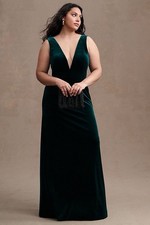 NWT Anthropologie Jenny Yoo Logan Deep-V Velvet Column Gown Size 20