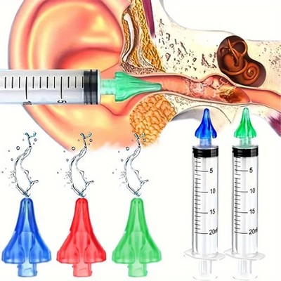 Ear Wax Removal Rinse Syringe Tool Kit with Ear Syringe Replacement Tip Nozzle**