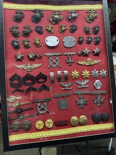 RARE- 57 WW1 WW2 U.S. Military Collection, Including 2 ORIGINAL Dog Tags