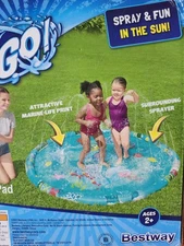 Bestway H2O GO Sprinkler Splash Pad Marine Life Wading Pool 65in New