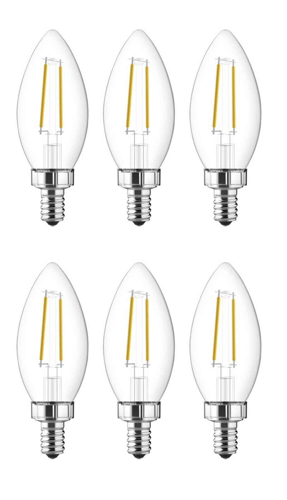 (6 bulbs) GE Relax LED B11 Chandelier Bulbs, 40 watt equivalent using only 4