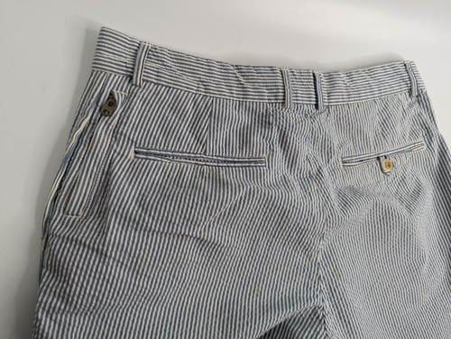 Steven Alan Made in the USA Stripe Blue Flat Front Seersucker Shorts Men's 31 - Picture 4 of 10