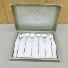 Noble Excellence Set 6 Silver Plated Demitasse Spoons Made Japan 5" Modern Japan