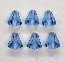 6pc Swarovski Crystal Lt Sapphire 11x10mm Cone Shape 5400 Beads; Rare; Vintage!