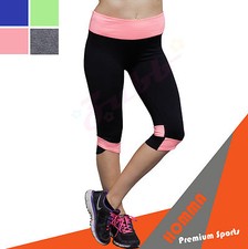 Premium Yoga Sports Capri Stretch Athletic Leggings Pants Fitness Running Gym