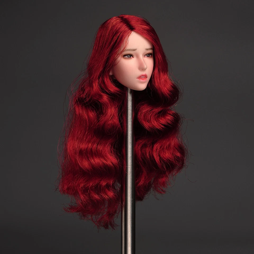 Modelo esculpido cabeza belleza cabello rizado rojo femenino 1/6 para figura de acción TBL de 12" PH Foto 4 de 4