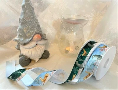 Berisfords WINTER WONDERLAND festive Christmas - SKY BLUE or FOREST- Ribbon 25mm
