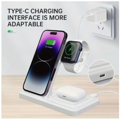 Waitiee Wireless Charger 3 in 1 15w Fast Charging Station for Apple iWatch Se/6