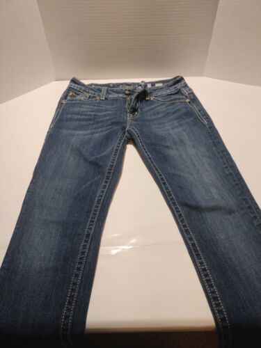 Miss Me Jeans Skinny Leg Size 29 x 31L Embroidered Embellished Rhinestone Cross - Afbeelding 1 van 15