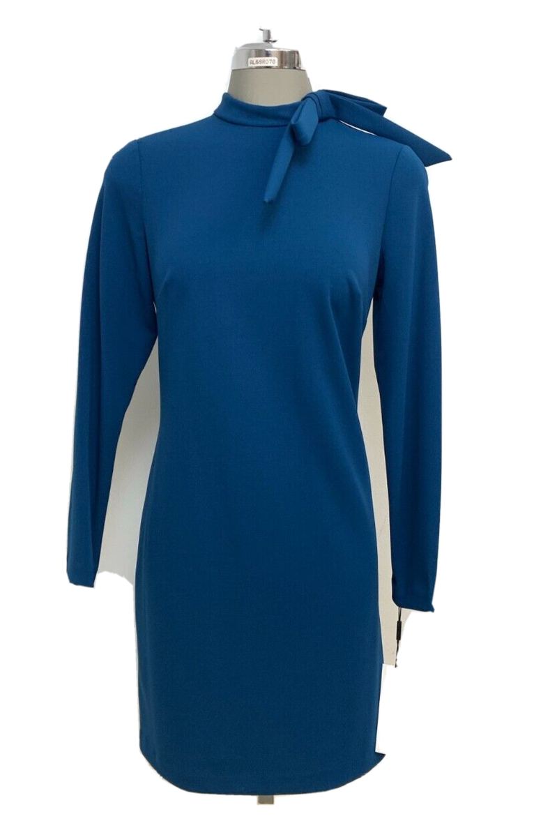 calvin klein dark blue dress New Calvin Klein Dark Blue Long Sleeve Exquisite Shift Dress size 6