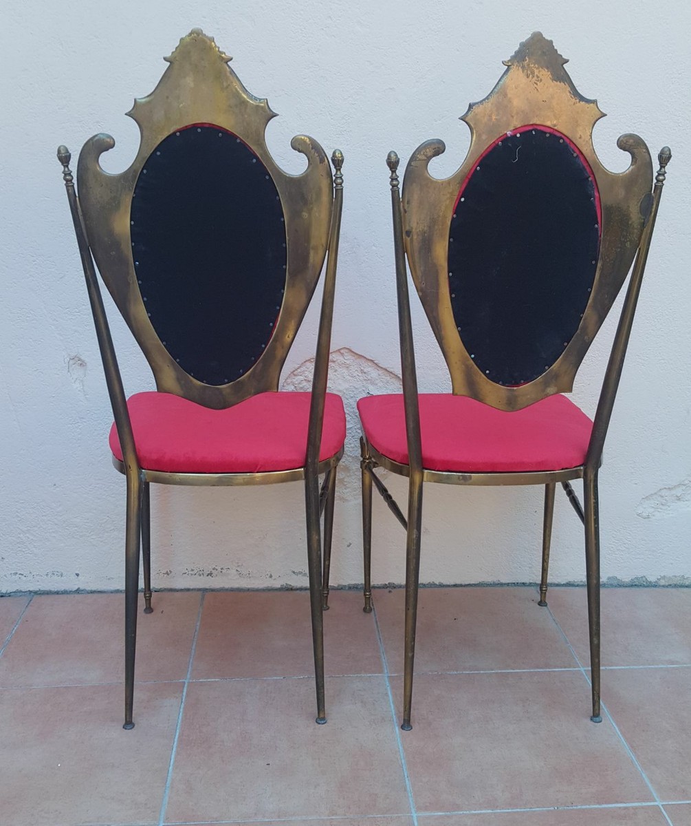 Set De 2 Chaises Chiavari En Laiton Doré - Occasion Bon état - Style événementiel