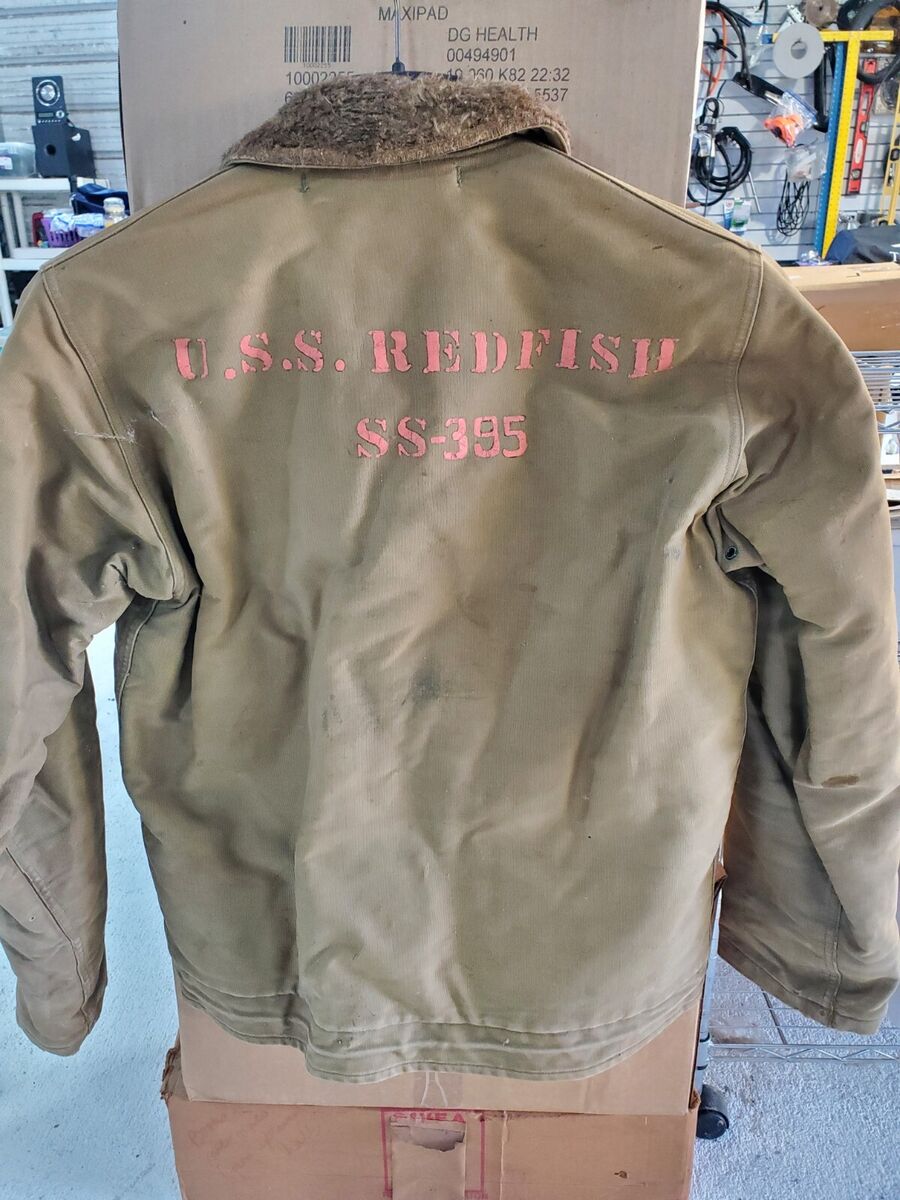 WWII USN US Navy N-1 Deck Jacket Sz.38 USS REDFISH SS 395 WWII USN US Navy N-1 Deck Jacket Sz.38 USS REDFISH SS 395