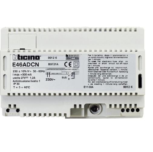 BTICINO E46ADCN , SOSTITUITO DA E56 ALIMENTATORE BUS MYHOME 230VCA 27VCC 1200MA