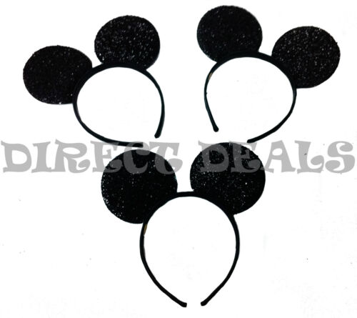 Mickey Mouse Ears Headbands 24 PCS DIY All Black Party Favors Birthday Costume - Afbeelding 1 van 2