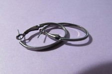 VINTAGE 2" long oblong hoop pierced earrings