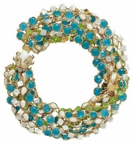 New KATE SPADE Caledonia TORSADE NECKLACE Blue Green June Bug Clasp $428 H139zo - Picture 1 of 12