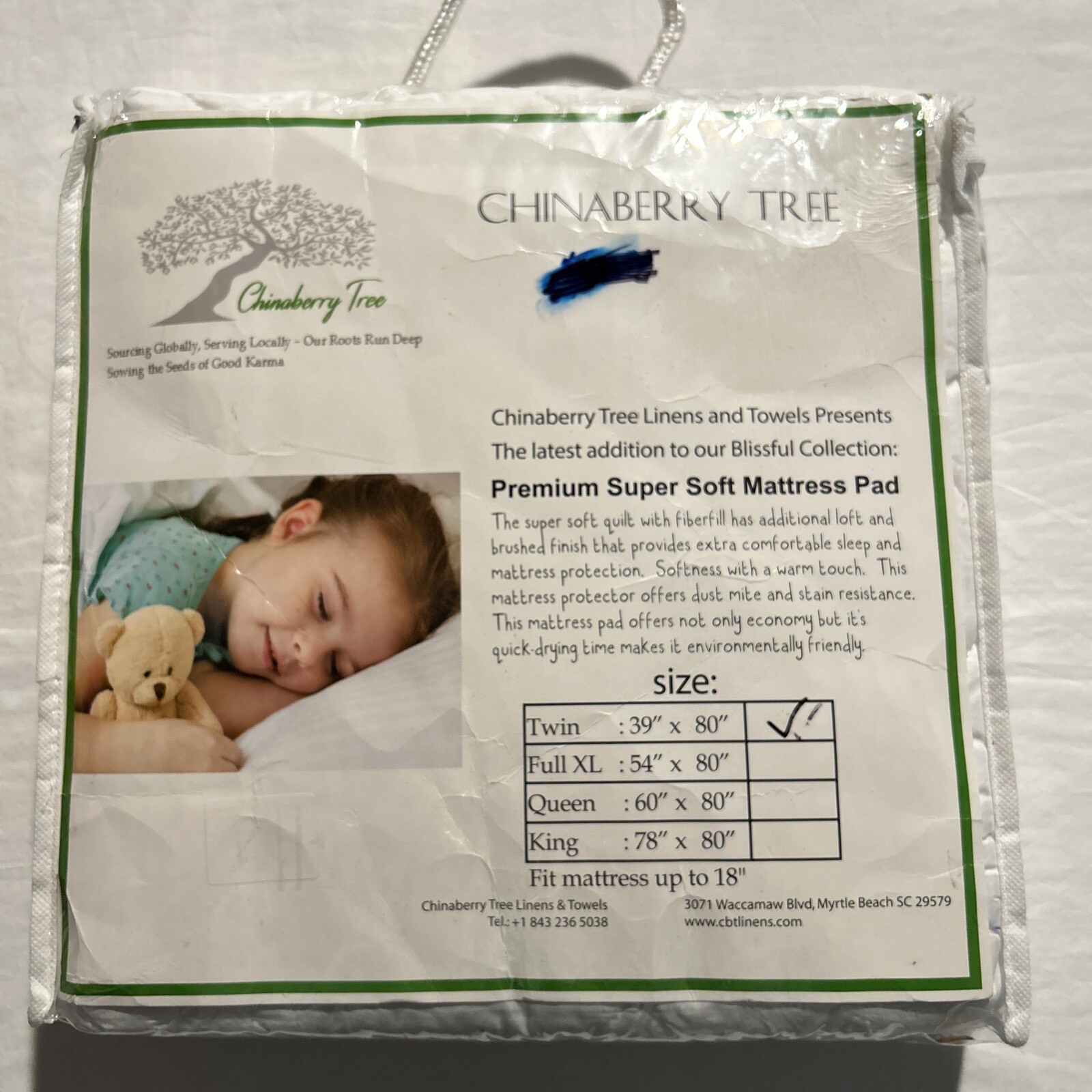 Chinaberry Tree Premium Soft Mattress Pad Twin (39" x 80") White