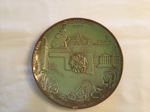 Frankoma  pottery plate collectible 1907 Oklahoma state hood dishes