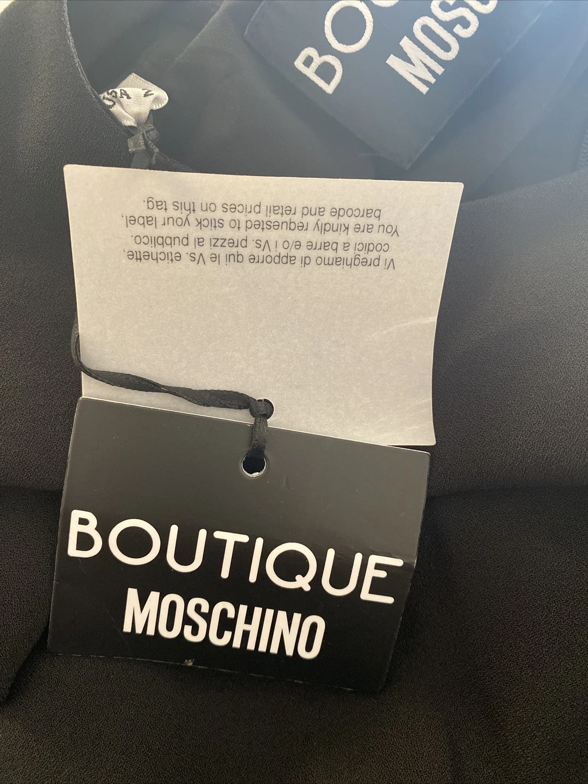 Abito donna nero con annodi laterali manica lunga nuovo con etichetta Boutique Moschino taglia 36
