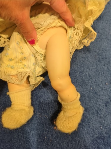 Porcelain Baby Doll in Frilly Dress Hand Made 15” Doll Vintage - Picture 10 of 22