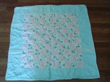 Baby Quilt Blanket, Handsewn, Vintage, 33" X 34"