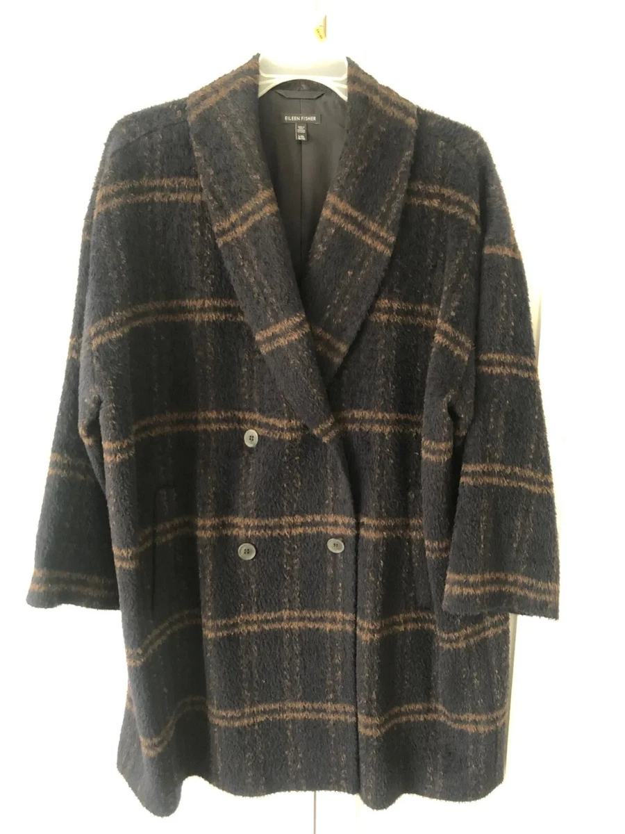 Eileen fisher plaid alpaca coat clearance