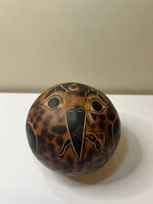 Peruvian Carved Gourd Folk Art Bird Owl Indigenous South America