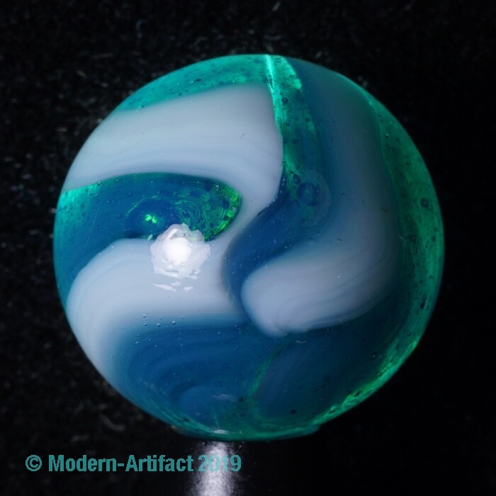 😎👍 Vtg Marbles: HTF Peltier BLUE PANDA transparent NLR MARBLE 5