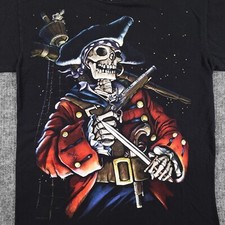 Vintage Liquid Blue T-Shirt Adult Medium Black Dead Skeleton Pirate Y2K 2000's