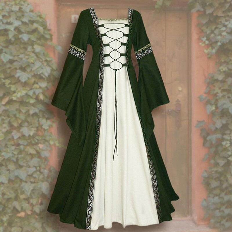 Women Victorian Renaissance Medieval Midi Dress Gothic Halloween Cosplay Costume | eBay Women Victorian Renaissance Medieval Midi Dress Gothic Halloween Cosplay Costume | eBay