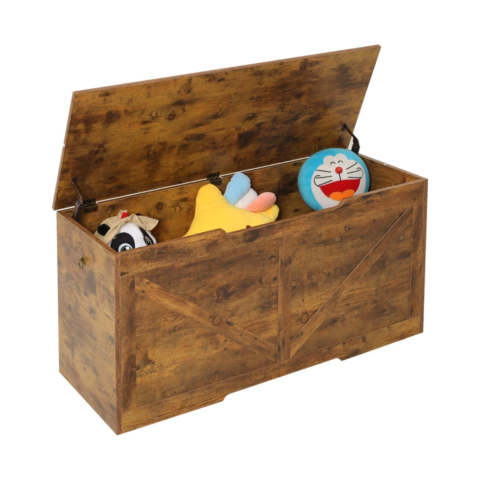 Children's Wooden Toy Box Chest Kids Storage Bench Flip Top Lid & Safety Hinges - Image 3 of 4