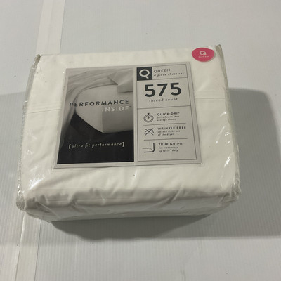 Performance Inside Queen Size 4 Piece Sheet Set 575 Thread Count White Bedding