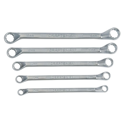 #ad Metric Offset Box Wrench Set 5 Piece 45 Degree Double Deep Full Polish Chrome $84.02
