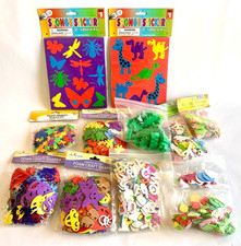 Lot of Craft Foam Shapes Stickers Letters Flowers Hearts Fish Animals  More