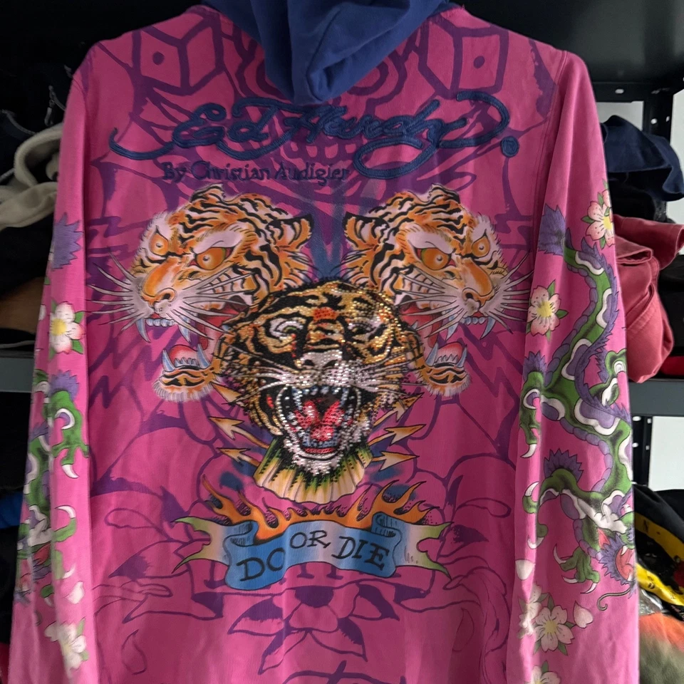 Sudadera con Capucha Ed Hardy Vintage Cremallera Estrás Y2K Avant Garde Foto 4 de 4