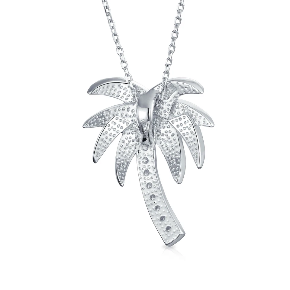 Collar colgante náutico de palmera de ópalo tropical en plata de ley Foto 2 de 2