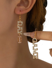 NEW Game Day Football Dangle Earrings Sports Fans Games Rhinestones Cute Gift