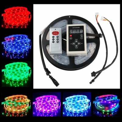 16FT 5050 RGB 6803 IC Waterproof 150 LED Strip Light Tape+RF Controller+Adapter