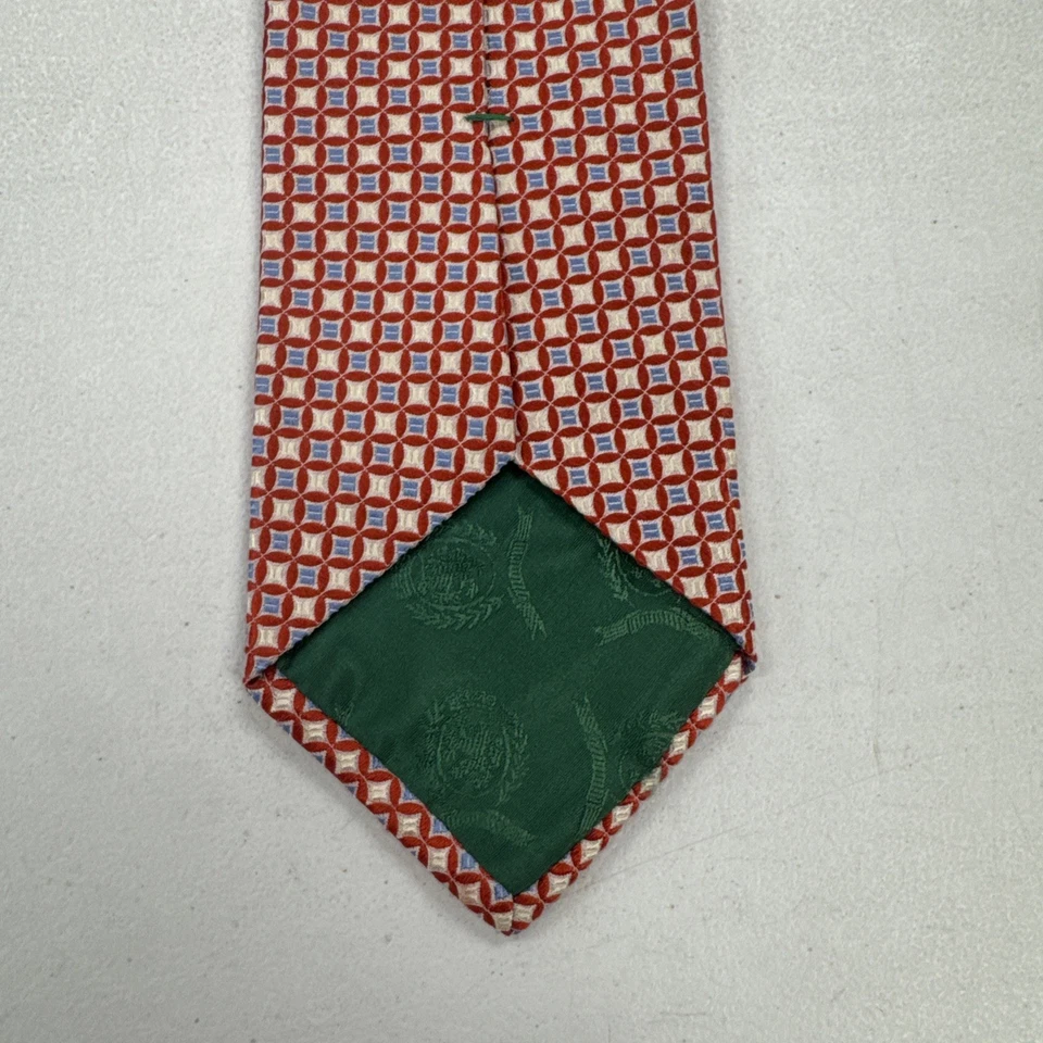 Tommy Hilfiger 美国男式红色蓝色几何图案拼接 100% 真丝领带 — 第 3/4 张图片