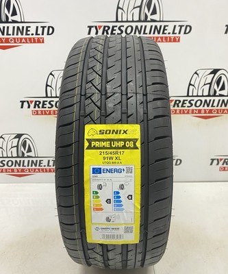 1 X 215 45 17 SONIX 215/45R17 91W XL BRAND NEW M+S TYRE C B LABELS