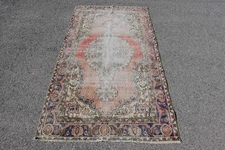 Decorative Rug, Abstract Red and Blue 3.6x6.7 ft