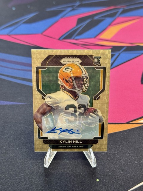 2021 Panini Prizm Kylin Hill Gold Vinyl Auto 5/5 Bookend Rookie #403 Packers RC
