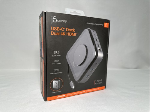 j5create USB-C Dock Dual 4K HDMI Port Hub - 12-in-1 (JCD3199) - NEW OPEN!
