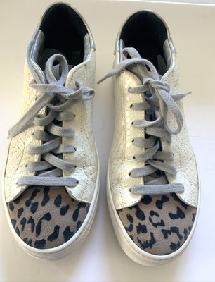 P448  Sneakers White Animal Print Tongue and Toe  EU 37 US 7 Italy